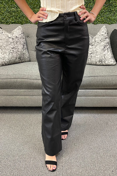 Faux Leather Wide Leg Pants